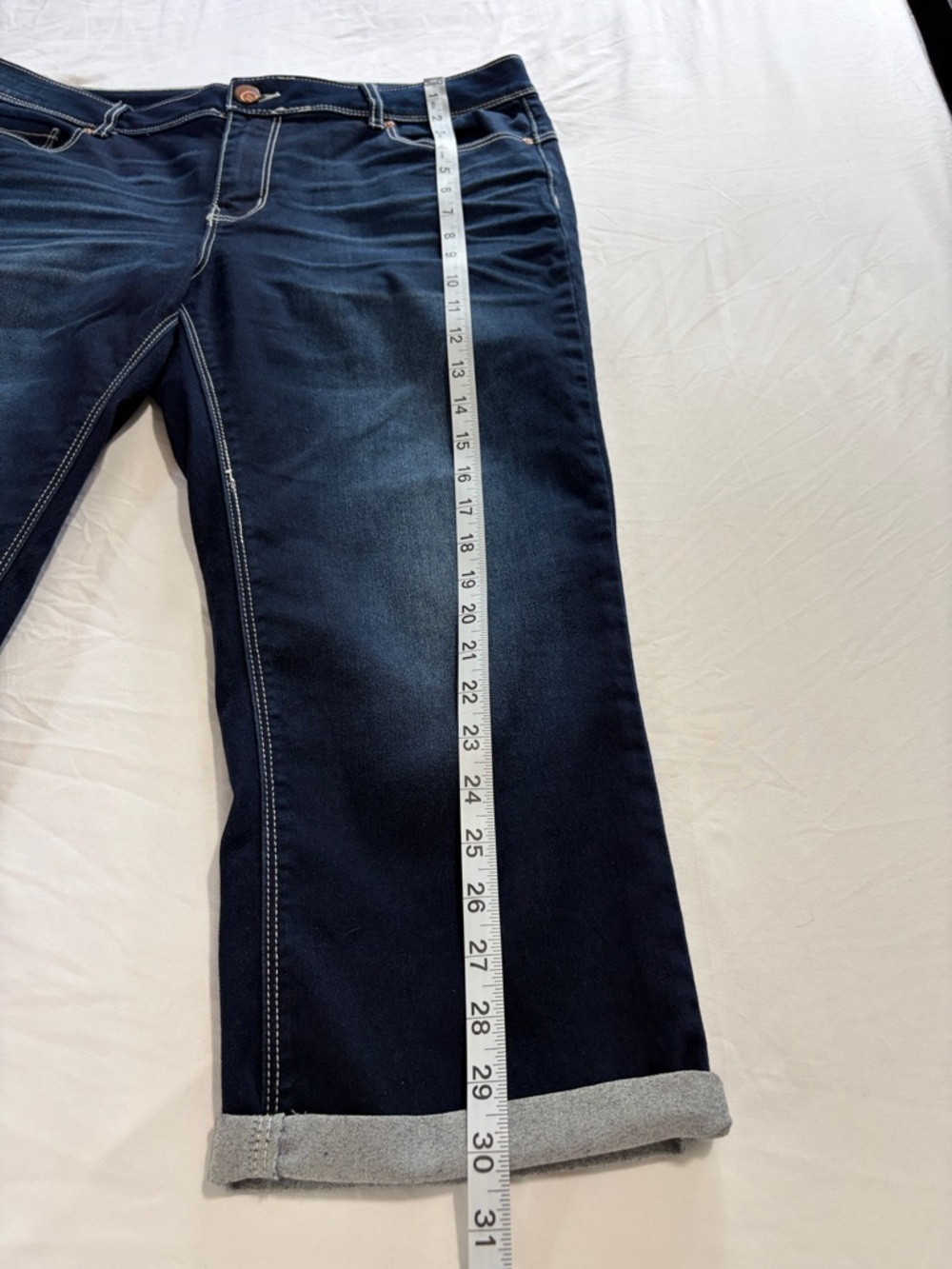 Cato Dark Indigo Denim Capris with Cuffed Hem - Picture 4 of 5